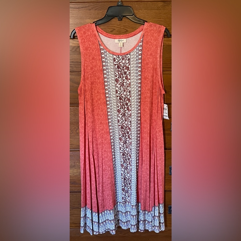 Style & Co Macy's NWT orange, mid-calf summer dress.